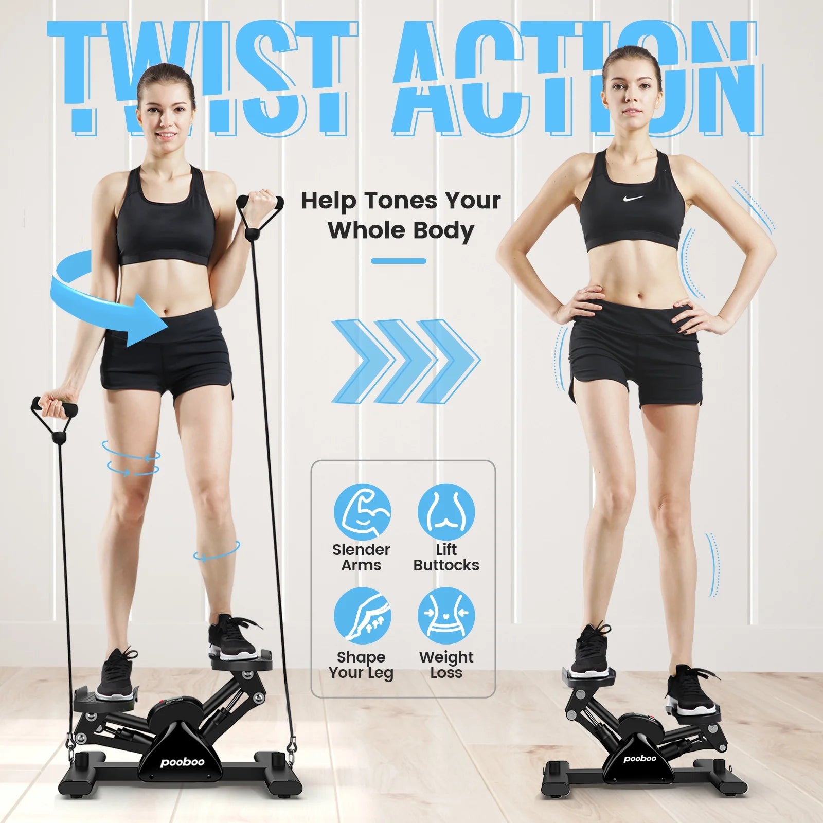 Home Fitness Stair Climber with Resistance Bands